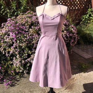 Betsey Johnson lavender 50s style halter dress sml